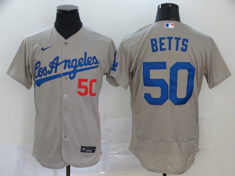 Men Los Angeles Dodgers 50 Betts Grey Elite Nike Elite MLB Jerseys